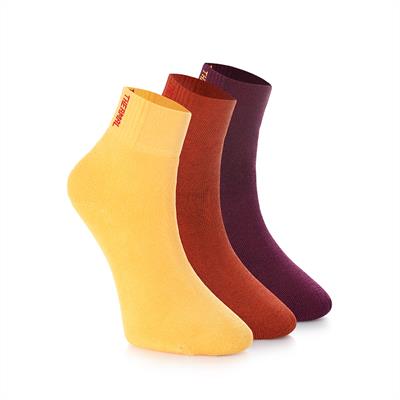 3 PAIRS OF THERMAL SHORT SOCKS YELLOW-ORANGE-CLARET RED 